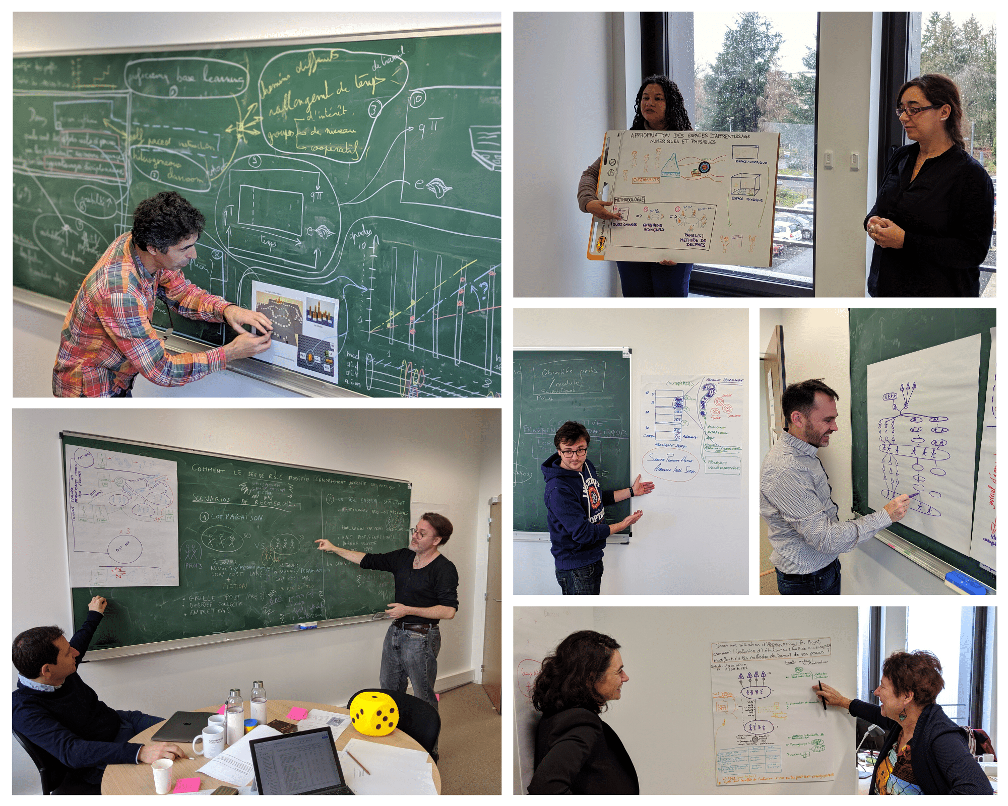 Differents groupes d'enseignants qui travaillent sur leur thématique au cours de la chaire