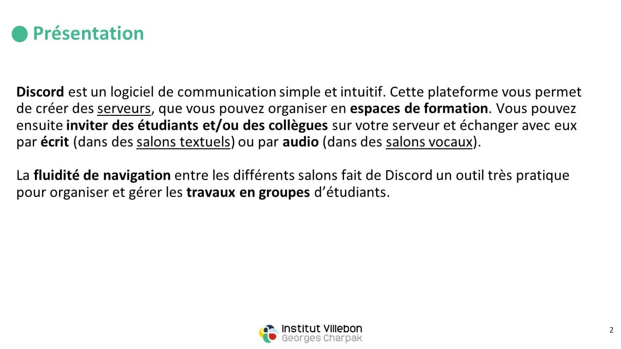 tutoriel discord - enseigner à distance